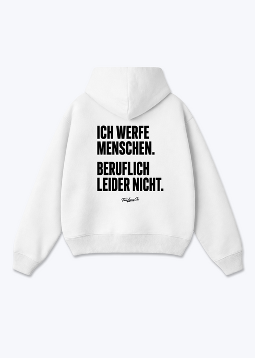 ICH WERFE MENSCHEN - Oversized Hoodie - White Back (Designed)