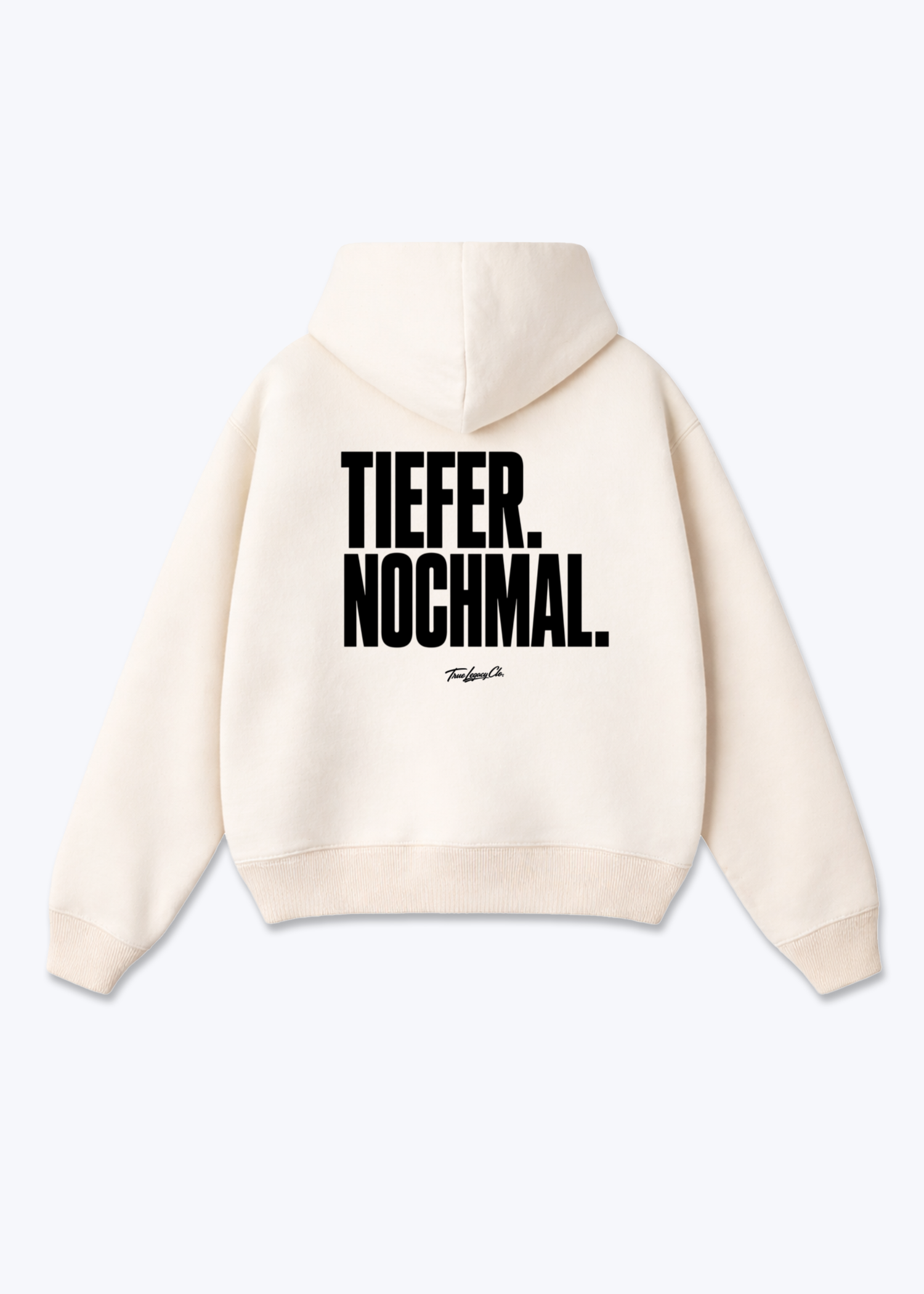 TIEFER. NOCHMAL. - Oversized Hoodie - Beige Back (Designed)