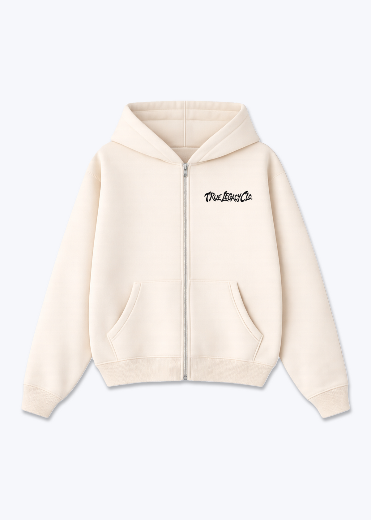 TRUE LEGACY CLO. - Zip Hoodie - Beige Front (Designed)