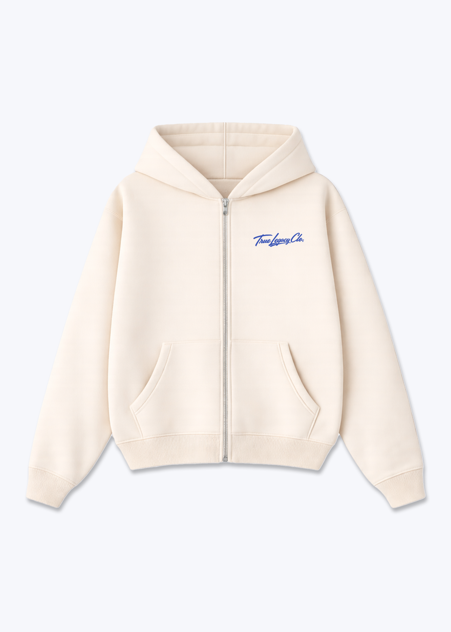 TRUE LEGACY CLO. (ORIGINAL) - Zip Hoodie - Beige Front (Designed)