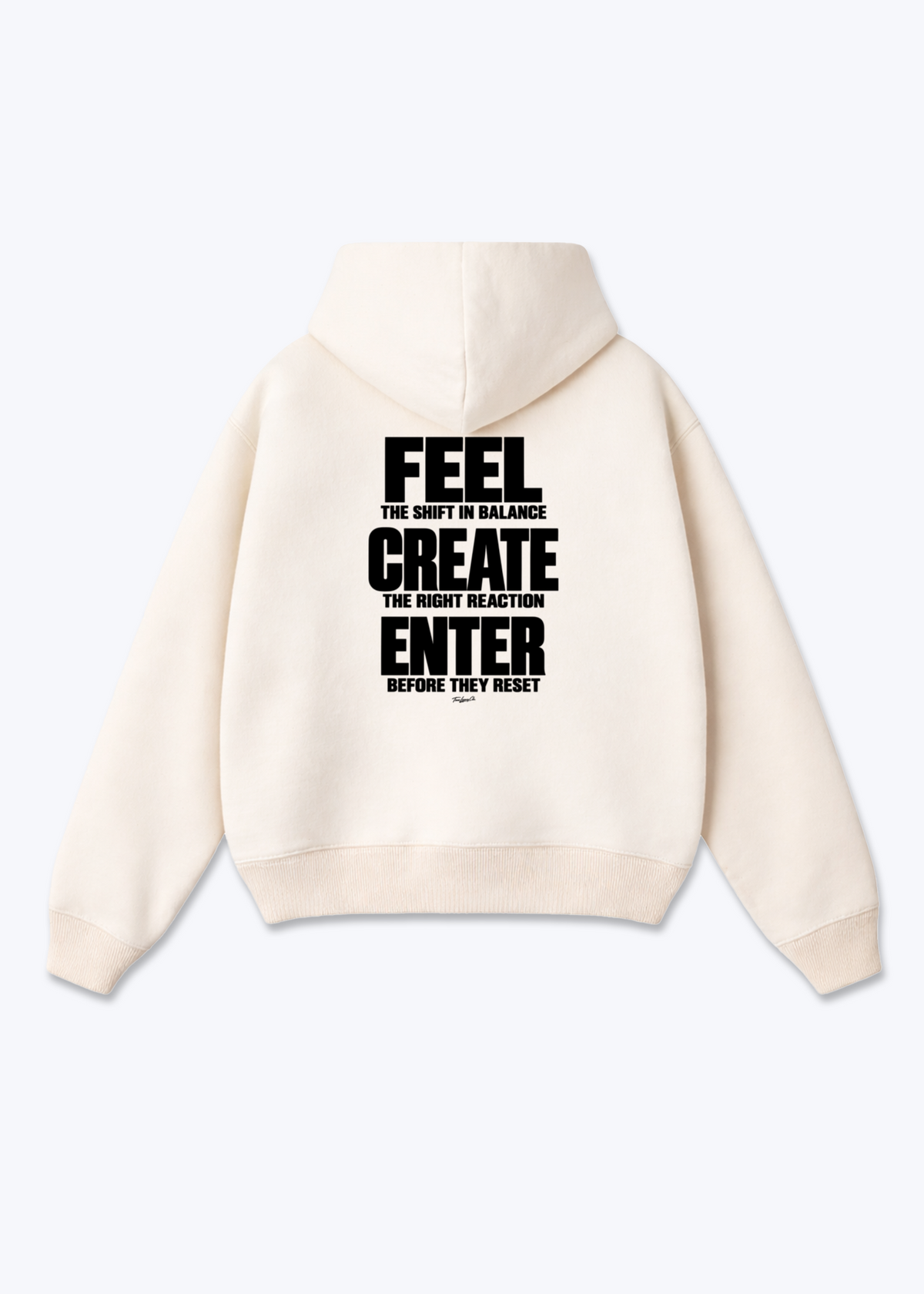 FEEL CREATE ENTER - Oversized Hoodie - Beige Back (Designed)