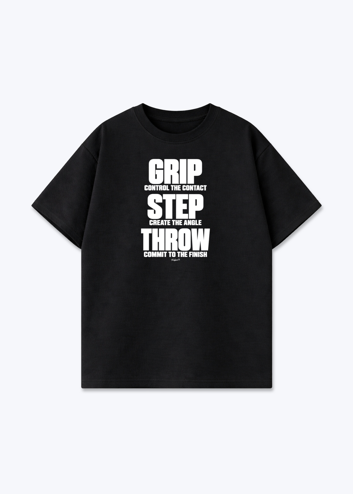 GRIP STEP THROW - Oversized Shirt - Black Front (Designed)