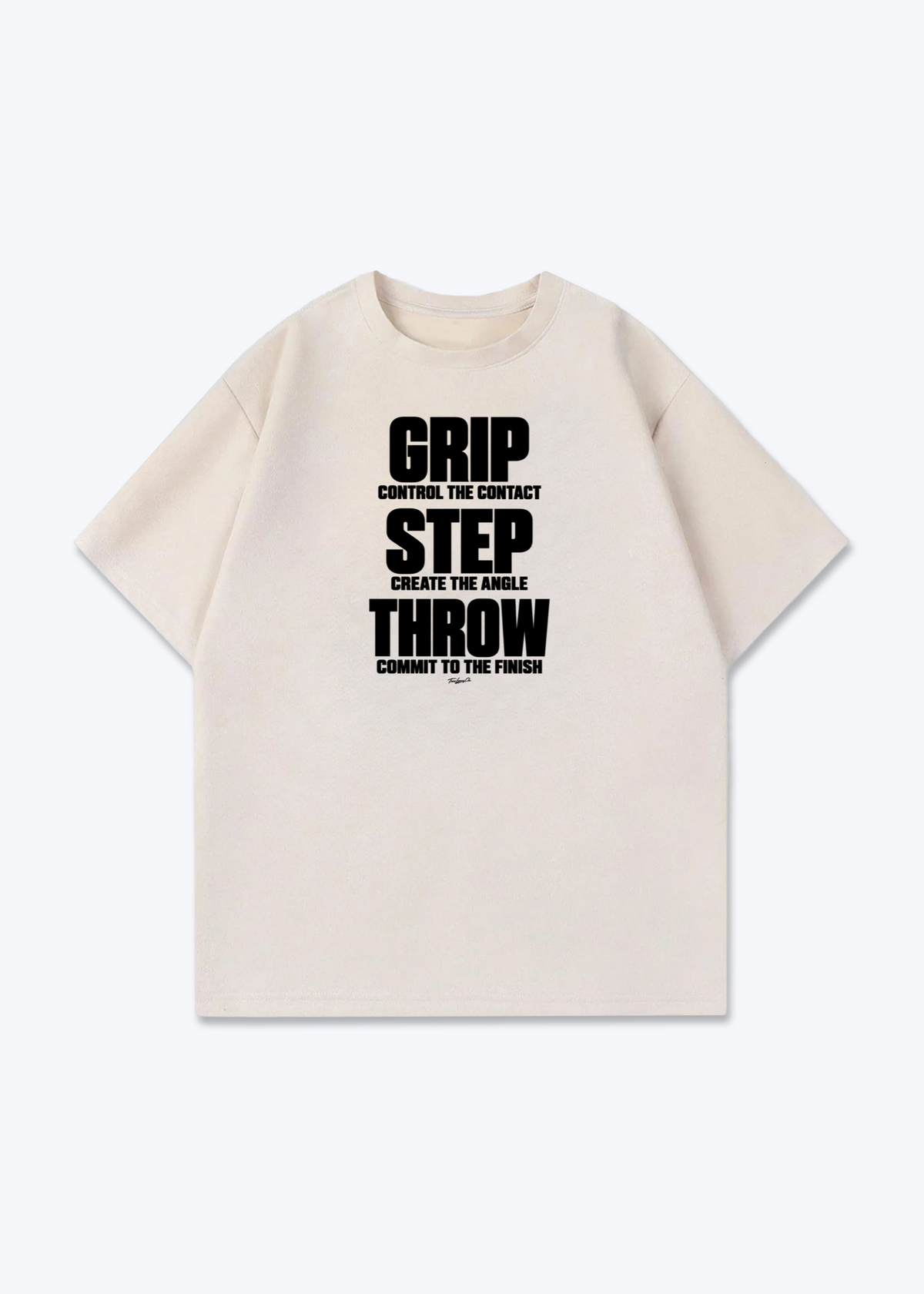 GRIP STEP THROW - Oversized Shirt - Beige Front (Designed)